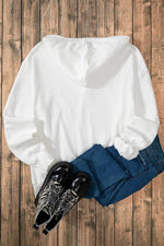 Load image into Gallery viewer, White Fleece Lined Kangaroo Pocket Drawstring Chunky Hoodie - Fashion Queen -  19
