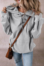 Load image into Gallery viewer, White Fleece Lined Kangaroo Pocket Drawstring Chunky Hoodie - Fashion Queen -  29
