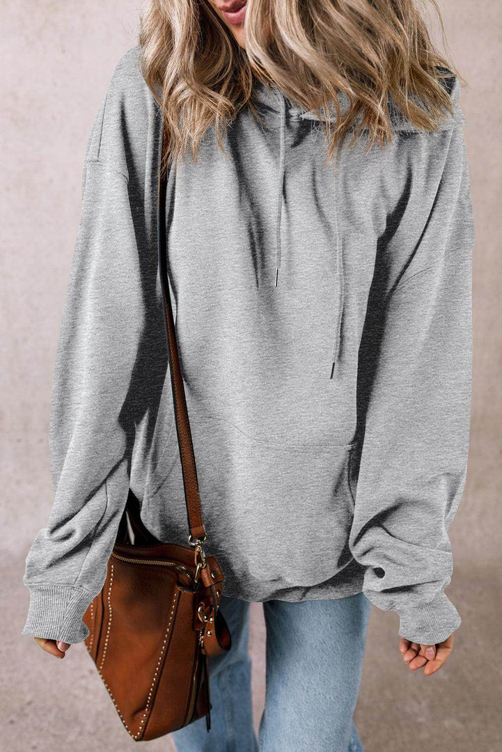 White Fleece Lined Kangaroo Pocket Drawstring Chunky Hoodie - Fashion Queen -  30