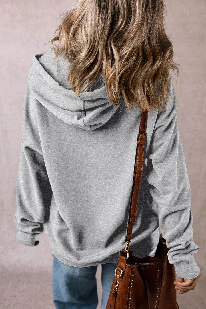 White Fleece Lined Kangaroo Pocket Drawstring Chunky Hoodie - Fashion Queen -  5