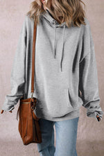 Load image into Gallery viewer, White Fleece Lined Kangaroo Pocket Drawstring Chunky Hoodie - Fashion Queen -  6
