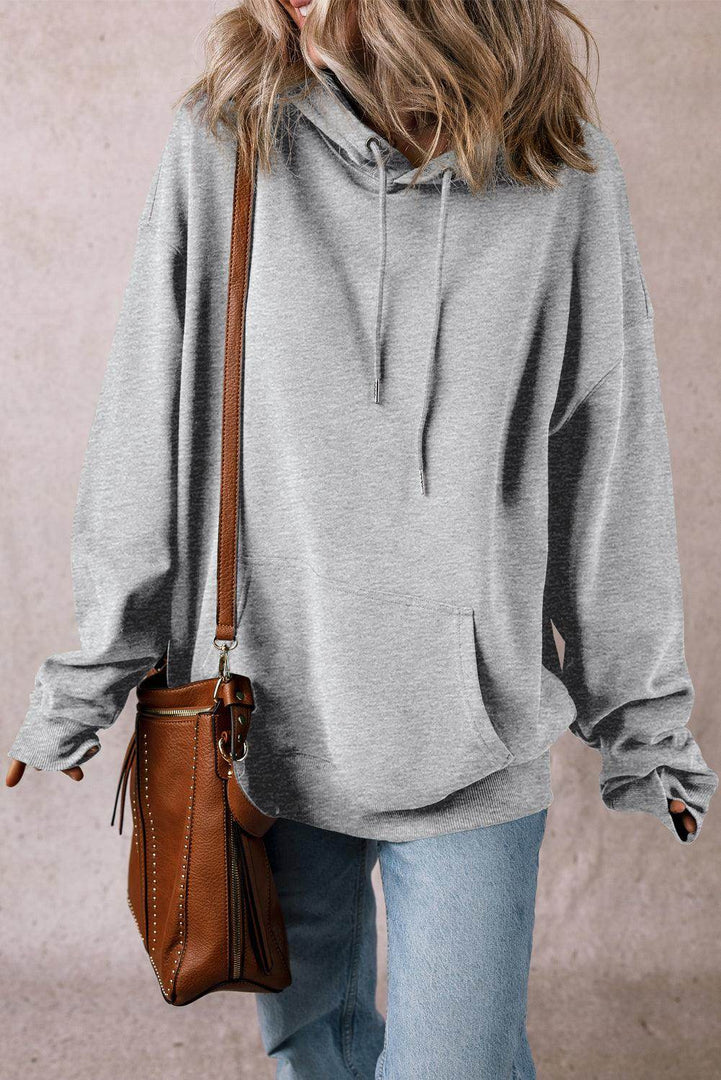 White Fleece Lined Kangaroo Pocket Drawstring Chunky Hoodie - Fashion Queen -  6
