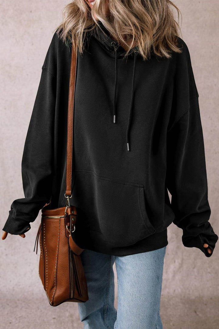 White Fleece Lined Kangaroo Pocket Drawstring Chunky Hoodie - Fashion Queen -  9