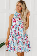 Load image into Gallery viewer, White Frill Mock Neck Sleeveless Tiered Floral Dress - Fashion Queen -  11
