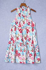 Load image into Gallery viewer, White Frill Mock Neck Sleeveless Tiered Floral Dress - Fashion Queen -  17
