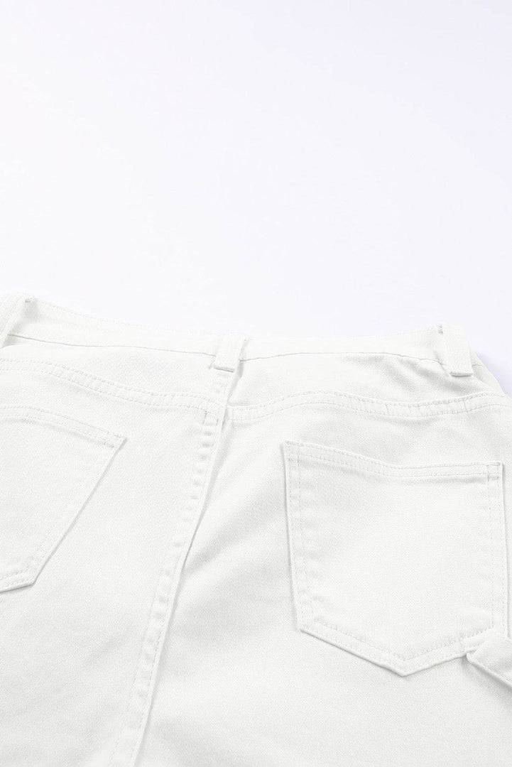 White High Waist Straight Leg Cargo Pants with Pockets - Fashion Queen -  10
