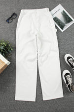 Load image into Gallery viewer, White High Waist Straight Leg Cargo Pants with Pockets - Fashion Queen -  6

