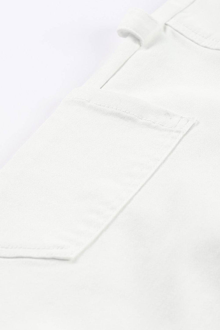 White High Waist Straight Leg Cargo Pants with Pockets - Fashion Queen -  8