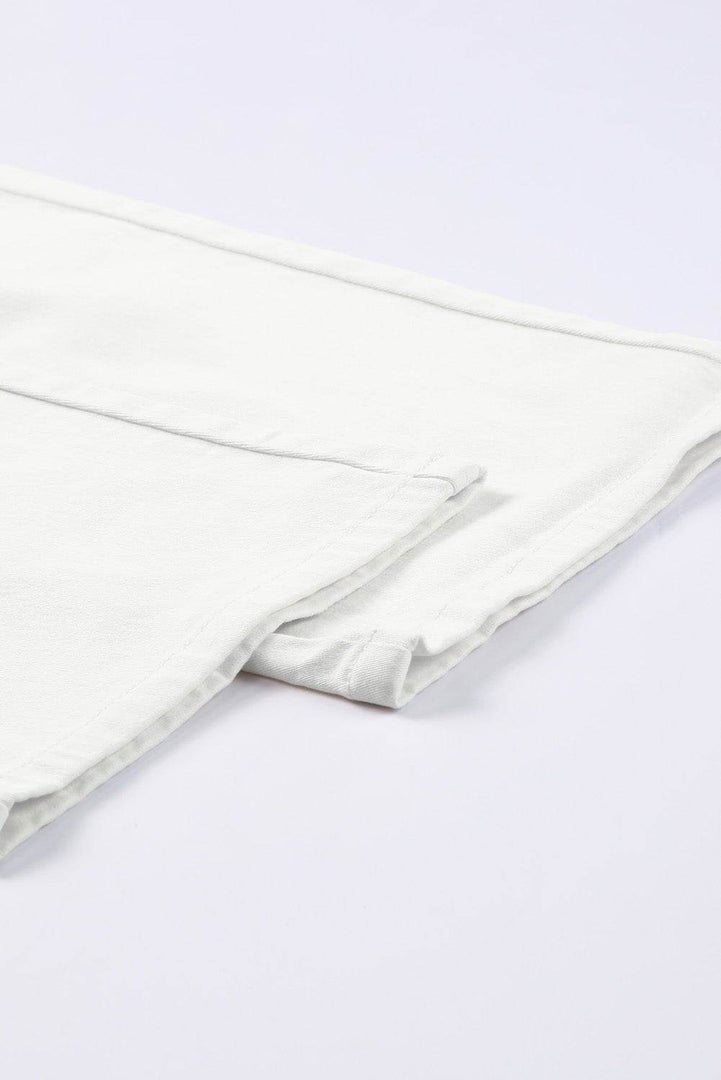 White High Waist Straight Leg Cargo Pants with Pockets - Fashion Queen -  9
