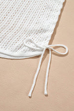 Load image into Gallery viewer, White Hollowout Knit Bell Sleeve Drawstring Short Beach dress - Fashion Queen -  21
