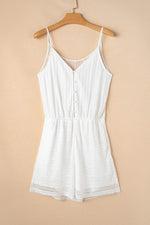 Load image into Gallery viewer, White Lace Spaghetti Strap V Neck Loose Fit Romper - Fashion Queen -  16
