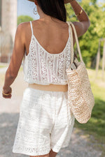 Load image into Gallery viewer, White Lace Spaghetti Strap V Neck Loose Fit Romper - Fashion Queen -  8
