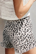 Load image into Gallery viewer, White Leopard Frayed Hem Denim Shorts - Fashion Queen -  2

