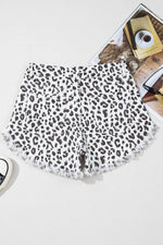 Load image into Gallery viewer, White Leopard Frayed Hem Denim Shorts - Fashion Queen -  4
