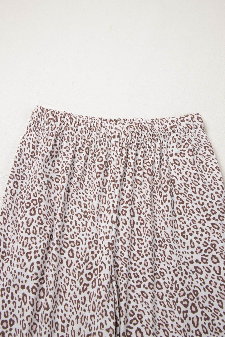 White Leopard Print Long Sleeve and Pants Pajamas Set - Fashion Queen -  12