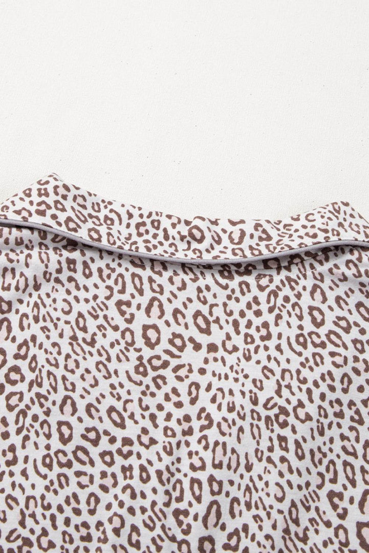 White Leopard Print Long Sleeve and Pants Pajamas Set - Fashion Queen -  13