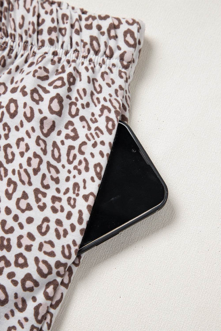 White Leopard Print Long Sleeve and Pants Pajamas Set - Fashion Queen -  14
