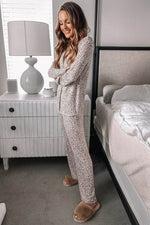 Load image into Gallery viewer, White Leopard Print Long Sleeve and Pants Pajamas Set - Fashion Queen -  2
