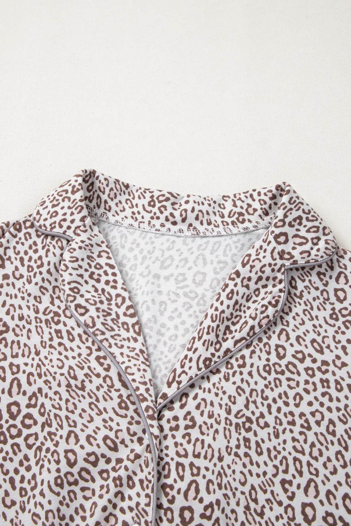 White Leopard Print Long Sleeve and Pants Pajamas Set - Fashion Queen -  7