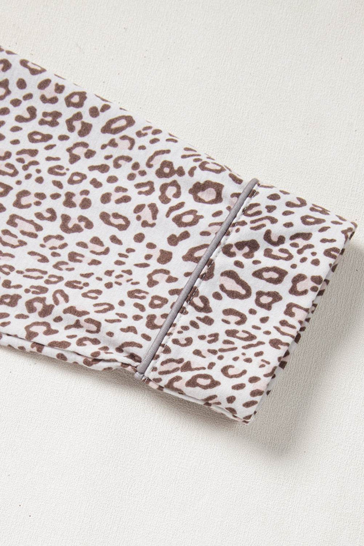 White Leopard Print Long Sleeve and Pants Pajamas Set - Fashion Queen -  8