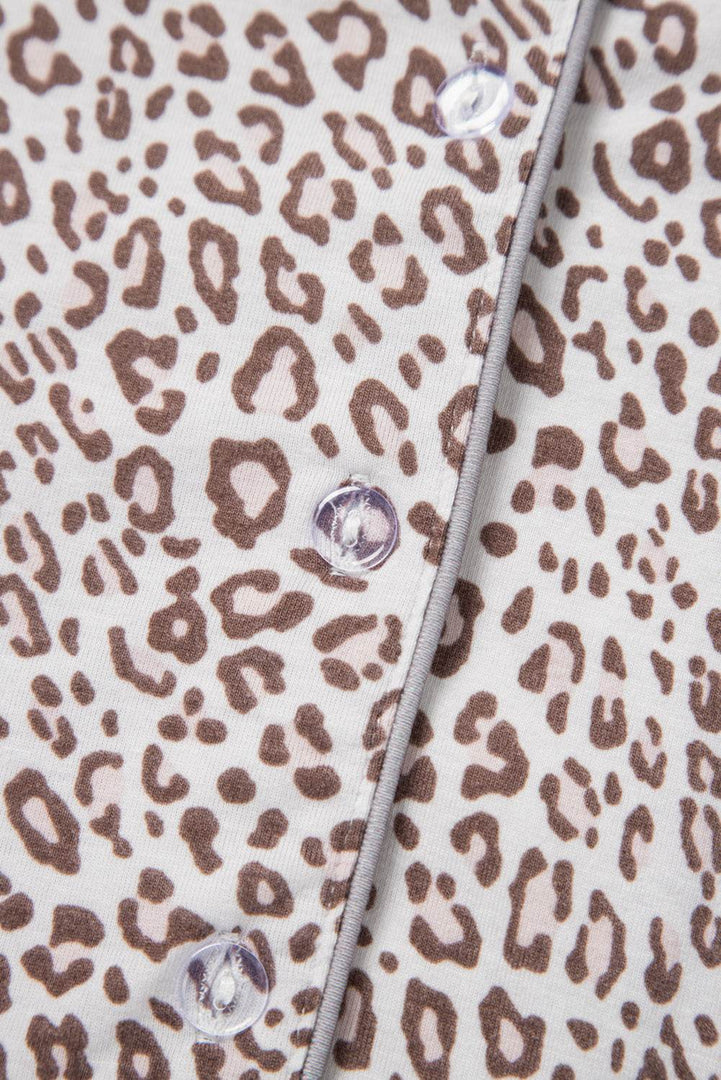 White Leopard Print Long Sleeve and Pants Pajamas Set - Fashion Queen -  9