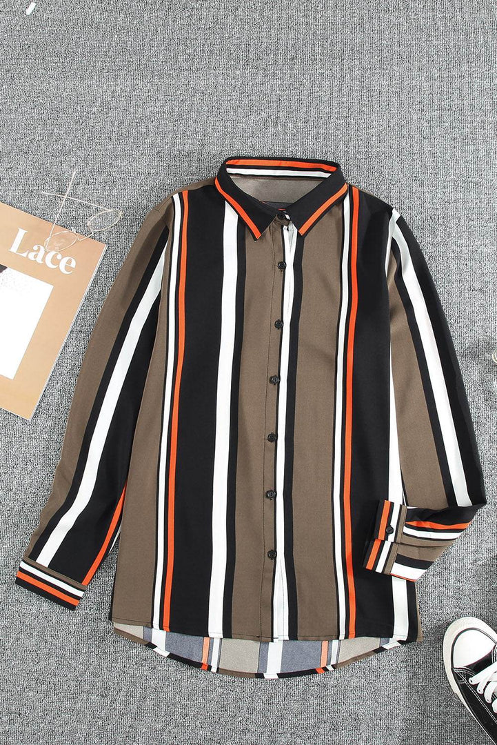 White Navy Striped Modern Women Shirt - Fashion Queen -  23