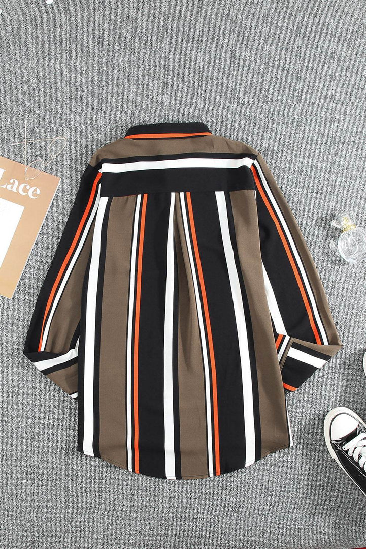 White Navy Striped Modern Women Shirt - Fashion Queen -  24