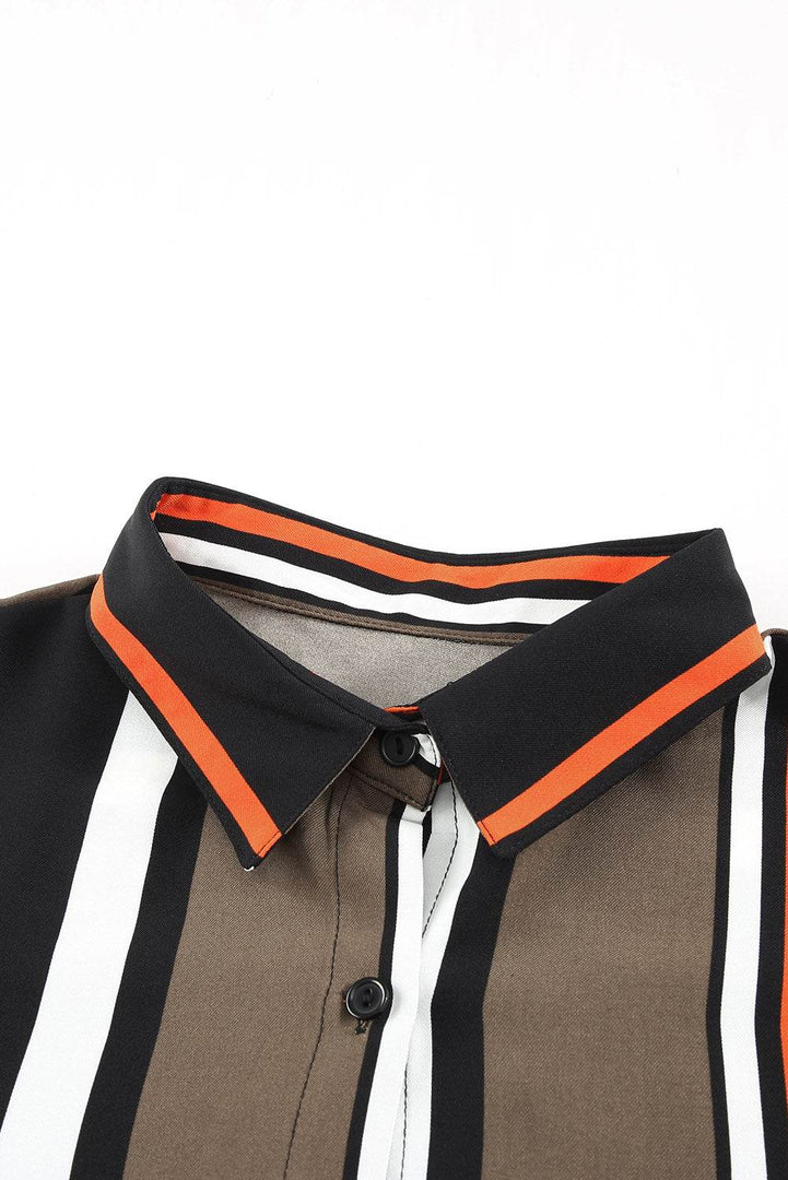White Navy Striped Modern Women Shirt - Fashion Queen -  25
