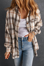 Load image into Gallery viewer, White Oversized Plaid Pattern Shacket with Slits - Fashion Queen -  1
