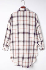Load image into Gallery viewer, White Oversized Plaid Pattern Shacket with Slits - Fashion Queen -  10
