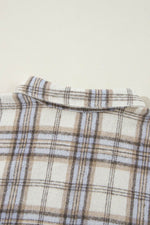 Load image into Gallery viewer, White Plaid Print Tunic Plus Size Shacket with Slits - Fashion Queen -  19
