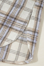 Load image into Gallery viewer, White Plaid Print Tunic Plus Size Shacket with Slits - Fashion Queen -  20
