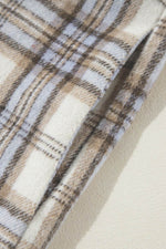 Load image into Gallery viewer, White Plaid Print Tunic Plus Size Shacket with Slits - Fashion Queen -  21
