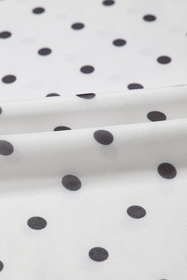 White Polka Dot Flutter Sleeve Square Neck Smocked Maxi Dress - Fashion Queen -  14