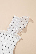 Load image into Gallery viewer, White Polka Dot Flutter Sleeve Square Neck Smocked Maxi Dress - Fashion Queen -  16
