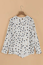 Load image into Gallery viewer, White Polka Dot Print Button Front V Neck Blouse - Fashion Queen -  10

