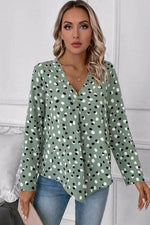 Load image into Gallery viewer, White Polka Dot Print Button Front V Neck Blouse - Fashion Queen -  18
