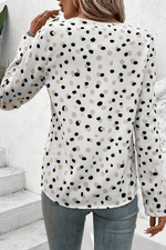 Load image into Gallery viewer, White Polka Dot Print Button Front V Neck Blouse - Fashion Queen -  2
