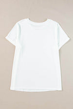 Load image into Gallery viewer, White Round Neck Rolled Sleeve Plus Size T-shirt - Fashion Queen -  17
