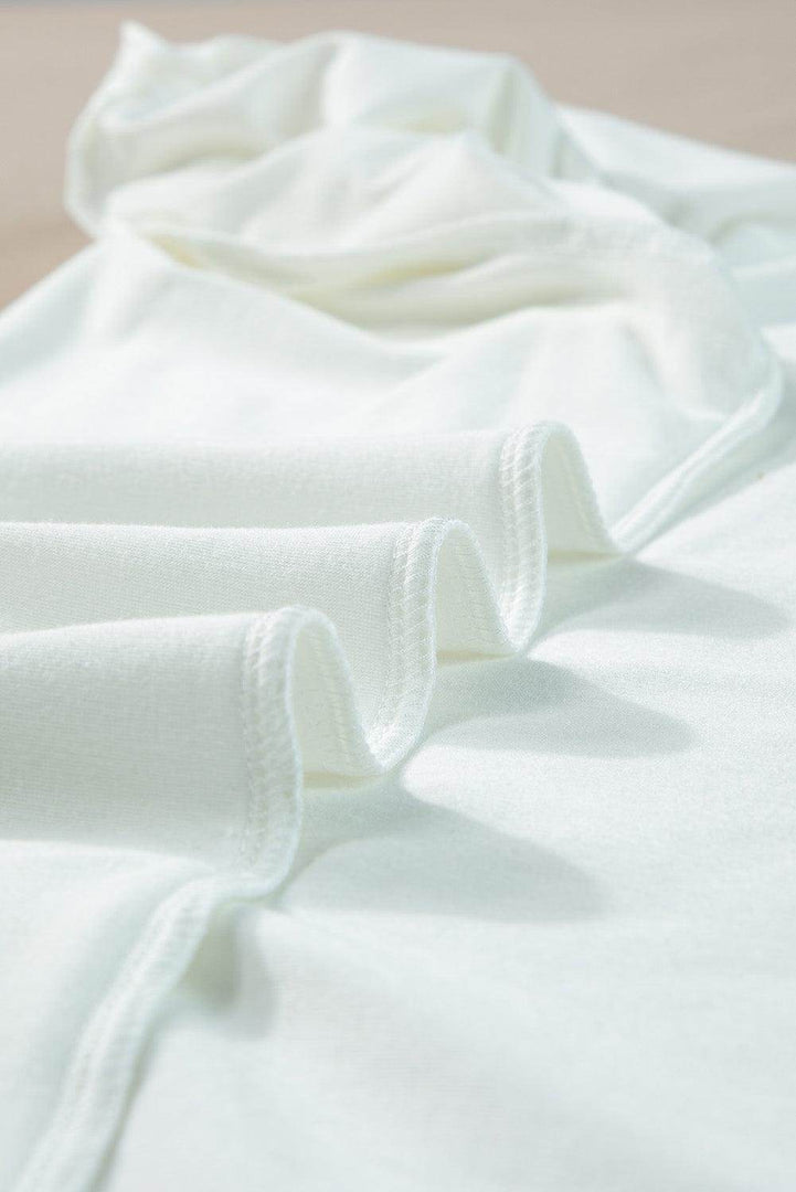 White Round Neck Rolled Sleeve Plus Size T-shirt - Fashion Queen -  18