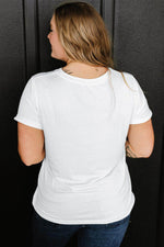 Load image into Gallery viewer, White Round Neck Rolled Sleeve Plus Size T-shirt - Fashion Queen -  2
