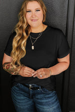 Load image into Gallery viewer, White Round Neck Rolled Sleeve Plus Size T-shirt - Fashion Queen -  25
