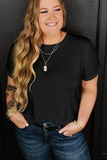 Load image into Gallery viewer, White Round Neck Rolled Sleeve Plus Size T-shirt - Fashion Queen -  27
