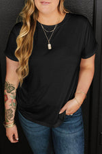 Load image into Gallery viewer, White Round Neck Rolled Sleeve Plus Size T-shirt - Fashion Queen -  28
