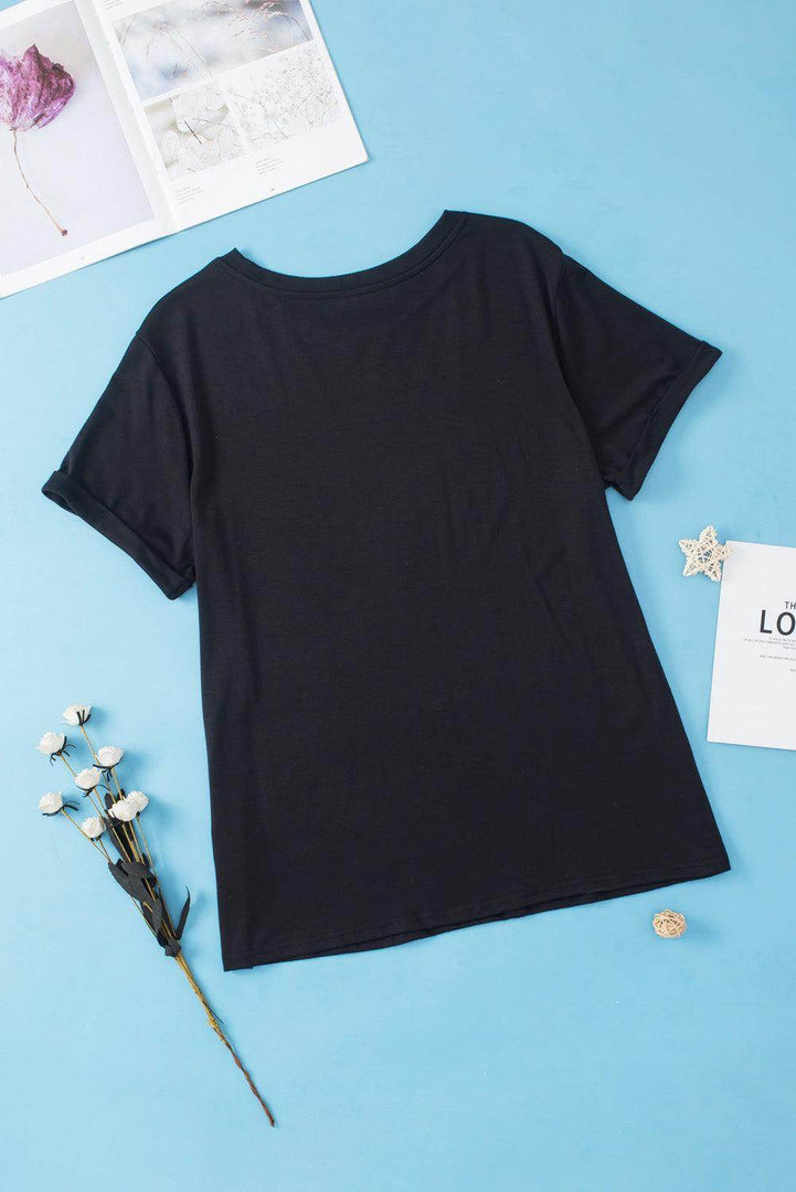 White Round Neck Rolled Sleeve Plus Size T-shirt - Fashion Queen -  29