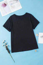 Load image into Gallery viewer, White Round Neck Rolled Sleeve Plus Size T-shirt - Fashion Queen -  30
