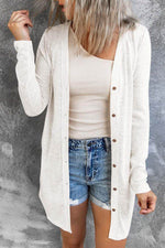 Load image into Gallery viewer, White Solid Color Open-Front Buttons Cardigan - Fashion Queen -  1

