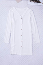 Load image into Gallery viewer, White Solid Color Open-Front Buttons Cardigan - Fashion Queen -  18
