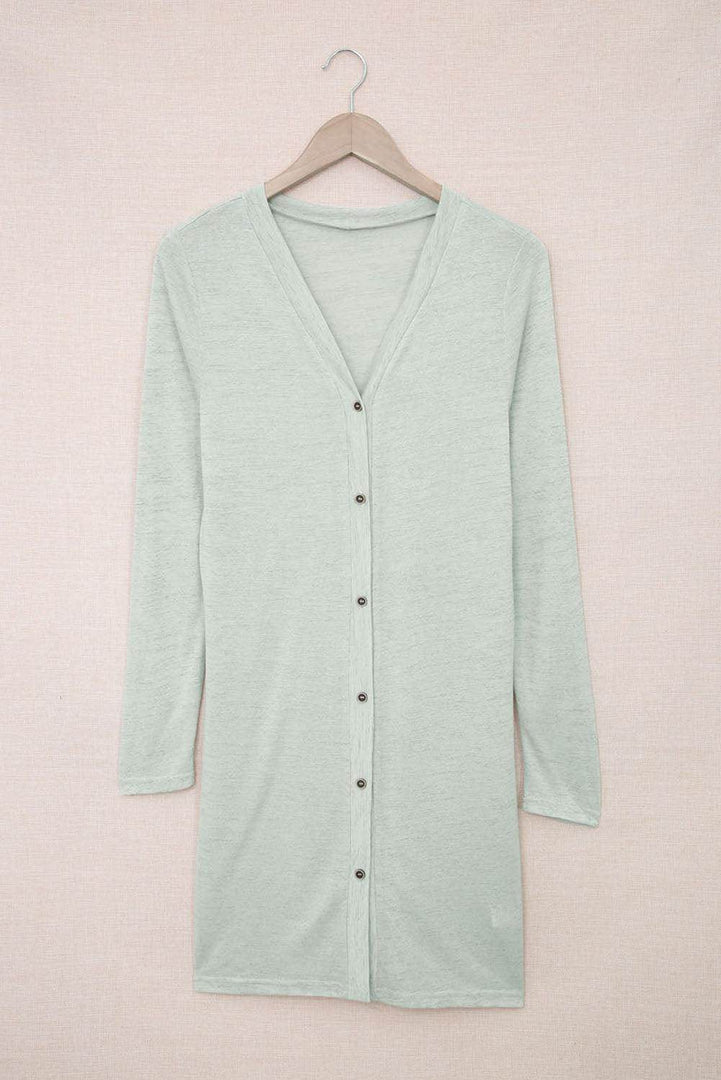 White Solid Color Open-Front Buttons Cardigan - Fashion Queen -  27
