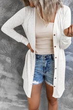 Load image into Gallery viewer, White Solid Color Open-Front Buttons Cardigan - Fashion Queen -  3
